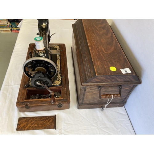 8 - CASED SINGER SEWING MACHINE