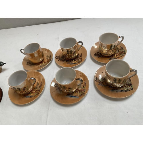 53 - 6 ORIENTAL CUPS & SAUCERS AND QTY CHINA BIRDS TO INCLUDE BESWICK ETC - A/F