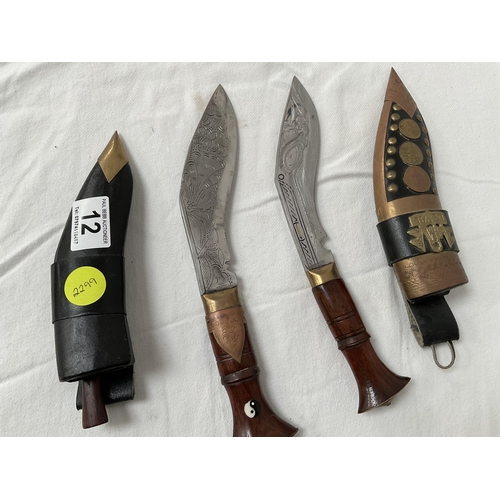 12 - 3 ORIENTAL KNIVES IN SHEAFS