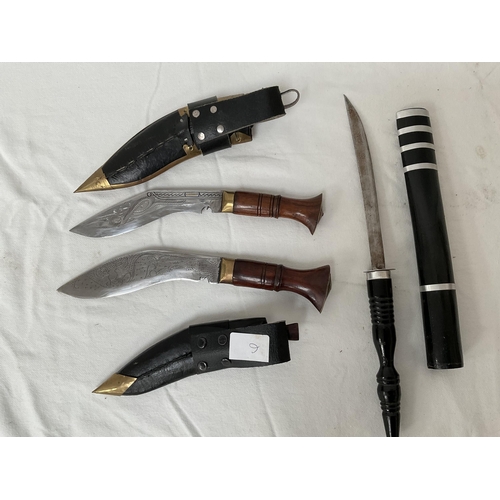 12 - 3 ORIENTAL KNIVES IN SHEAFS