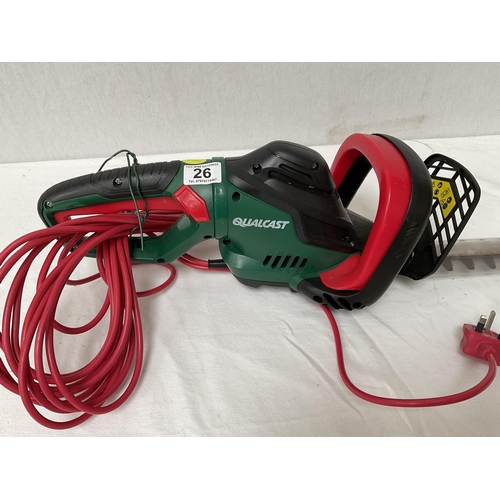 26 - QUALCAST ELECTRIC HEDGETRIMMER W/O