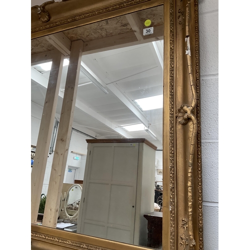 30 - LARGE DECORATIVE GILT FRAMED WALL MIRROR A/F - 51