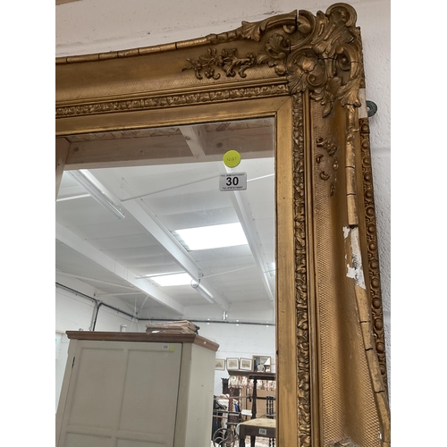 30 - LARGE DECORATIVE GILT FRAMED WALL MIRROR A/F - 51