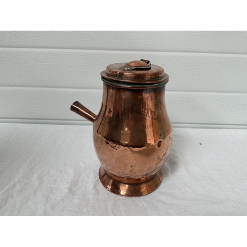 39 - GEORGIAN COPPER CHOCOLATE JUG - NO HANDLE - H 9