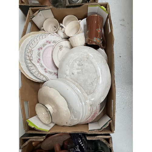 48 - 7 BOXES OF CHINA ETC TO INCLUDE METALWARE, HORNSEA ITEMS ETC