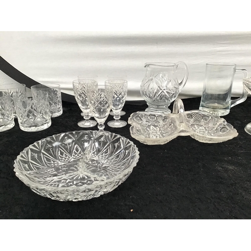 58 - BOX OF GLASSWARE TO INCLUDE CUT GLASS BOWL, ROYAL DOULTON ETC