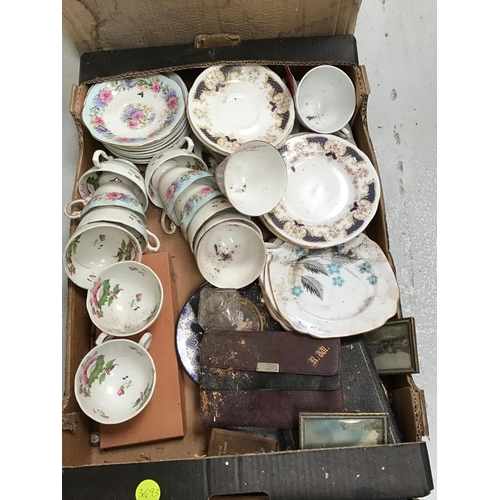 61 - 3 BOXES OF CHINA ETC TO INCLUDE VINTAGE TAPS ETC