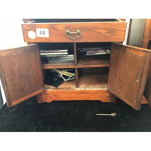 68 - PAIR OF MAHOGANY CHINESE STYLE CABINETS WITH SINGLE DRAWER AND 2 DOORS OF SMALL PROPORTIONS 16