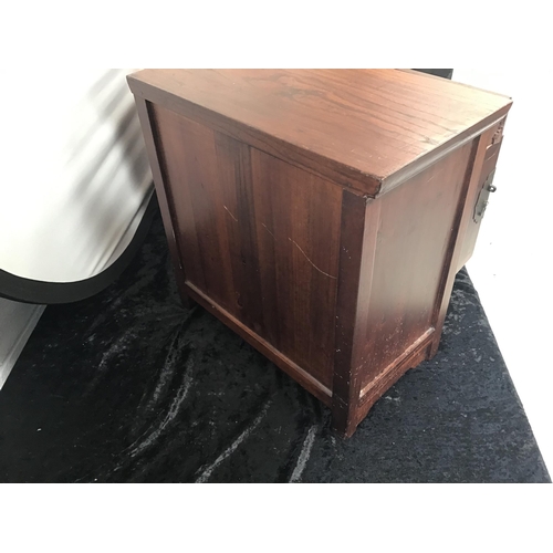 68 - PAIR OF MAHOGANY CHINESE STYLE CABINETS WITH SINGLE DRAWER AND 2 DOORS OF SMALL PROPORTIONS 16