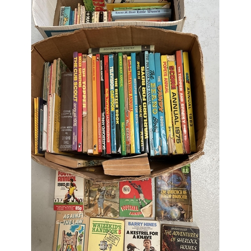 77 - 2 BOXES OF CHILDRENS BOOKS AND 2 CASES OF VINTAGE BOOKS