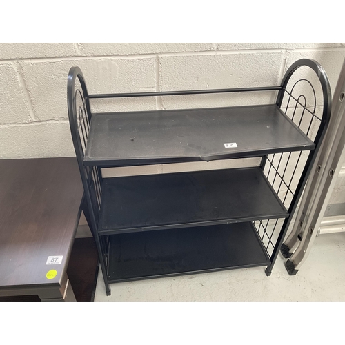 87 - MODERN OAK EFFECT LAMP TABLE AND METAL SHELF UNIT