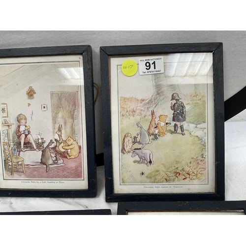 91 - 4 VINTAGE FRAMED WINNIE THE POOH SCENE PICTURES 8