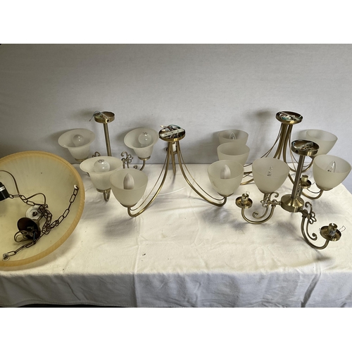 12 - 4 ELECTRIC CHANDELIERS AND CEILING LIGHT