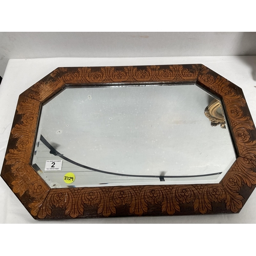 2 - VINTAGE BEVEL EDGED FRAMED WALL MIRROR & GILT ORNATE WALL MIRROR A/F WORMED - W24.5