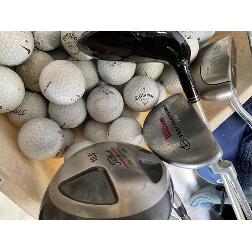 28 - 2 GOLF BAGS, CLUBS, BALLS