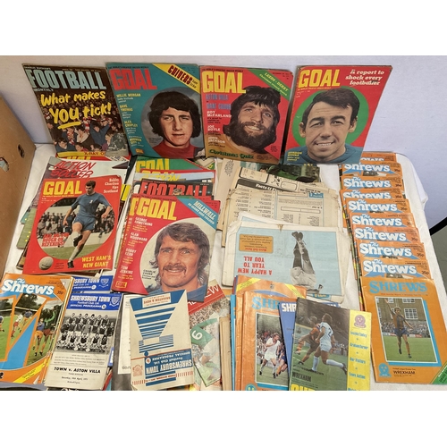 3 - LARGE QTY OF SHREWSBURY TOWN PROGRAMMES, GOAL MAGAZINES ETC