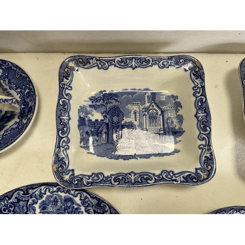 36 - BOX OF VICTORIAN BLUE & WHITE CHINA - GEORGE JONES ETC - APPROX 40 PIECES