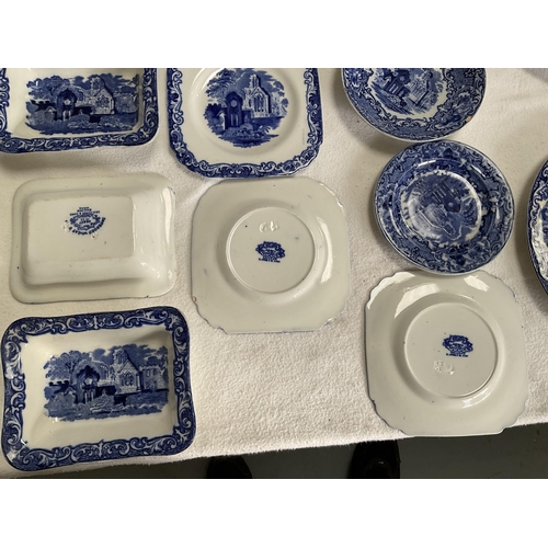 36 - BOX OF VICTORIAN BLUE & WHITE CHINA - GEORGE JONES ETC - APPROX 40 PIECES