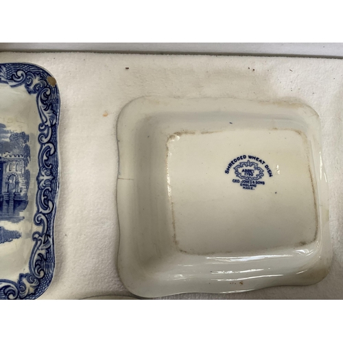 36 - BOX OF VICTORIAN BLUE & WHITE CHINA - GEORGE JONES ETC - APPROX 40 PIECES