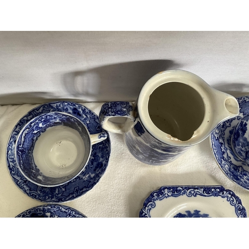 36 - BOX OF VICTORIAN BLUE & WHITE CHINA - GEORGE JONES ETC - APPROX 40 PIECES