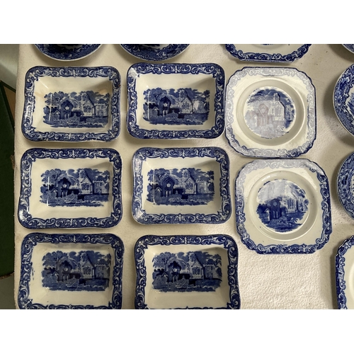 36 - BOX OF VICTORIAN BLUE & WHITE CHINA - GEORGE JONES ETC - APPROX 40 PIECES