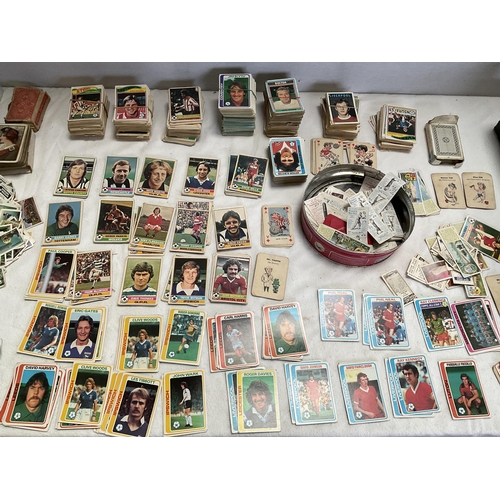 39 - BOX OF PLAYING CARDS, VINTAGE FOOTBALL CARDS, CIGARETTE CARDS ETC