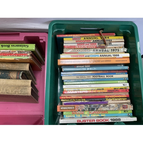 41 - 2 CRATES OF VINTAGE CHILDRENS BOOKS, RECORDS ETC