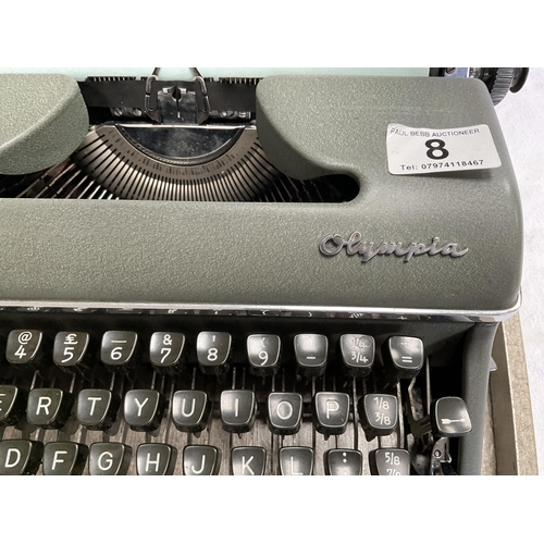 8 - VINTAGE OLYMPIA CASED TYPEWRITER