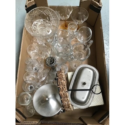 52 - 3 BOXES OF GLASSWARE, CHINA ETC