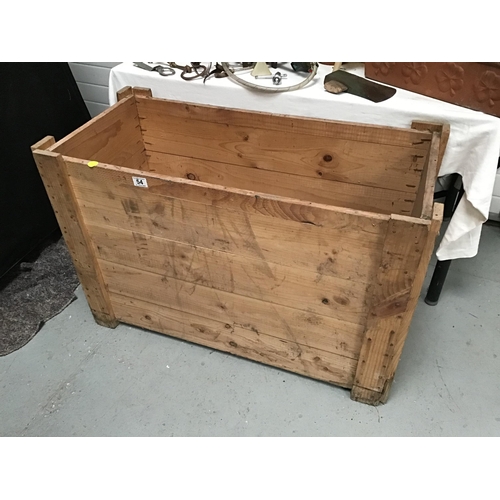 54 - LARGE WOODEN BOX AND CONTENTS TO INCLUDE TERRACOTTA POTS ETC - Wooden Box H25