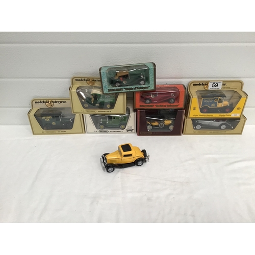 59 - 9 COLLECTABLE YESTERYEAR BOXED CARS AND MATCHBOX