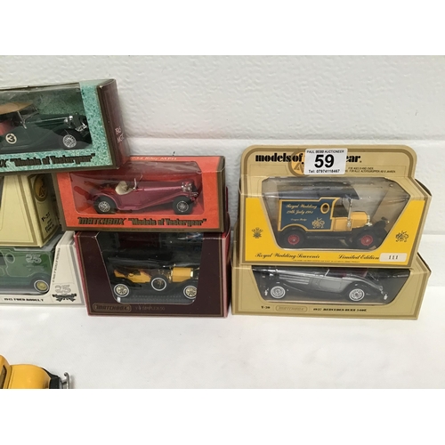 59 - 9 COLLECTABLE YESTERYEAR BOXED CARS AND MATCHBOX