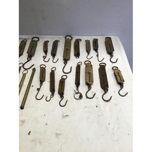 77 - CRATE OF BRASS SCALES TO INCLUDE SALTER EXAMPLES ETC