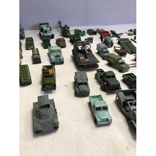 82 - CRATE OF MILITARY VEHICLES TO INCLUDE DINKY ETC, FIGURES