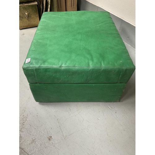 103 - GREEN LEATHER FOOTSTOOL - H15