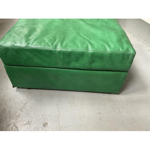 103 - GREEN LEATHER FOOTSTOOL - H15