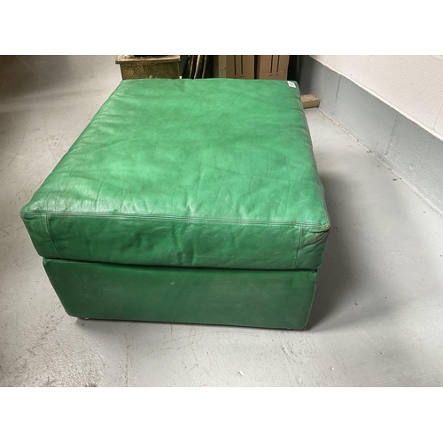 103 - GREEN LEATHER FOOTSTOOL - H15