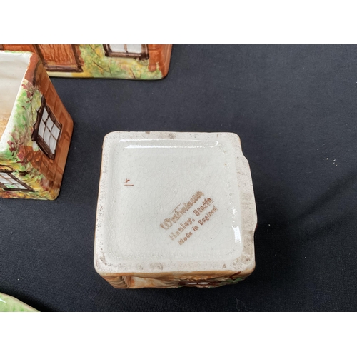 112 - BOX OF CHINA TO INCLUDE PETER SCOTT WILD GEESE MIDWINTER BUTTER DISH, COTTAGEWARE ITEMS ETC