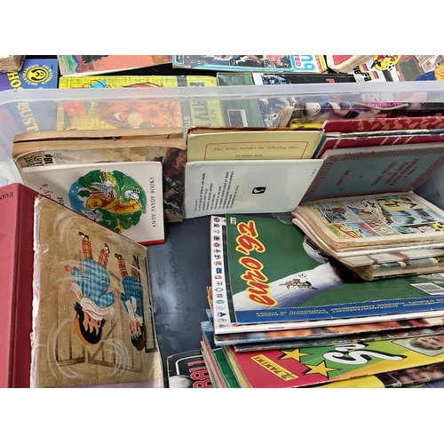 117 - 2 CRATES OF CHILDRENS VINTAGE BOOKS, MAGAZINES ETC