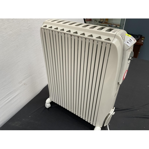 118 - DELONGHI ELECTRIC RADIATOR AS NEW