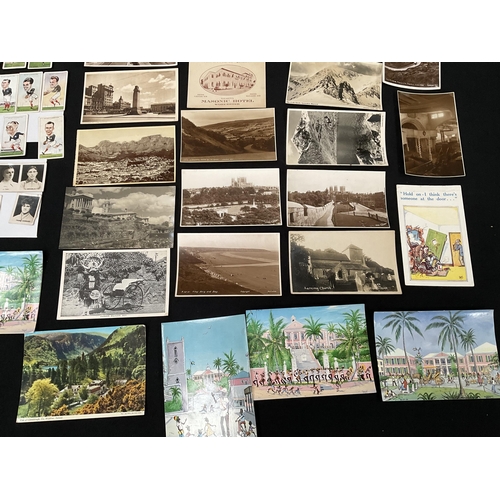 124 - QTY OF MATCHBOXES, POSTCARDS AND CIGARETTE CARDS