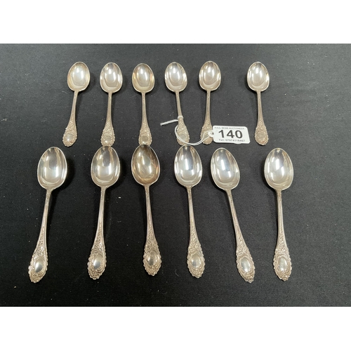 140 - SET OF 12 HALLMARK SILVER TEA SPOONS