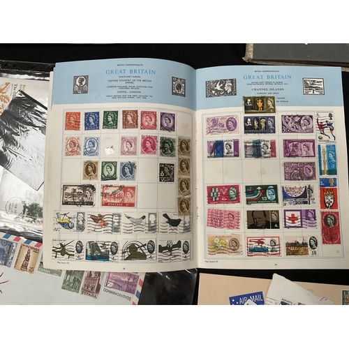 146 - QTY OF FIRST DAY COVERS, STAMP ALBUMS, VINTAGE MAPS, PHOTOGRAPH ALBUM, AUTOGRAPH BOOK