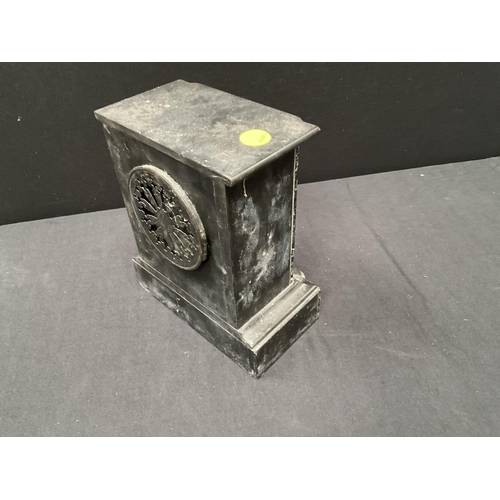 147 - VICTORIAN MARBLE & SLATE MANTLE CLOCK