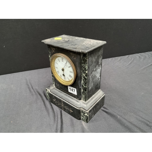 147 - VICTORIAN MARBLE & SLATE MANTLE CLOCK