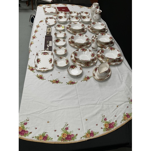 156 - ROYAL ALBERT COUNTRY ROSE DINNER WARE - APPROX 40 PIECES AND TO INCLUDE ROYAL ALBERT TABLEMATS AND T... 