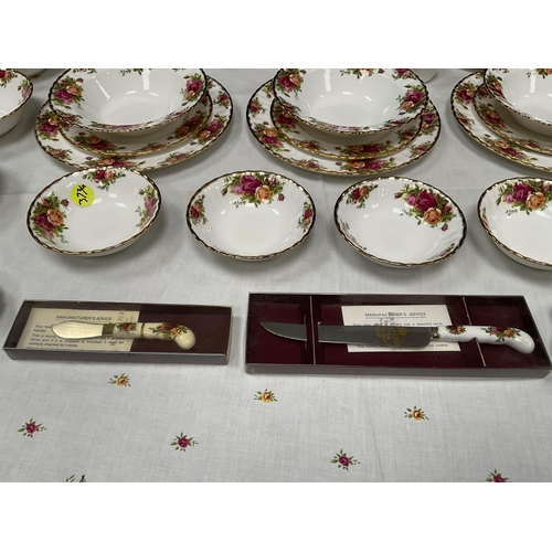 156 - ROYAL ALBERT COUNTRY ROSE DINNER WARE - APPROX 40 PIECES AND TO INCLUDE ROYAL ALBERT TABLEMATS AND T... 