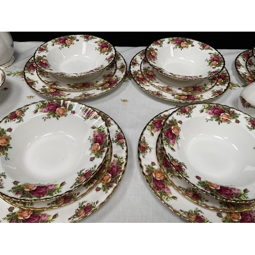 156 - ROYAL ALBERT COUNTRY ROSE DINNER WARE - APPROX 40 PIECES AND TO INCLUDE ROYAL ALBERT TABLEMATS AND T... 