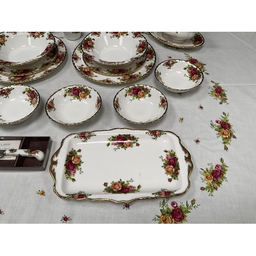 156 - ROYAL ALBERT COUNTRY ROSE DINNER WARE - APPROX 40 PIECES AND TO INCLUDE ROYAL ALBERT TABLEMATS AND T... 