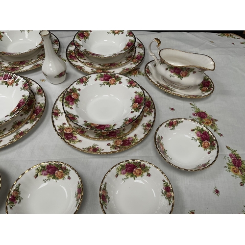 156 - ROYAL ALBERT COUNTRY ROSE DINNER WARE - APPROX 40 PIECES AND TO INCLUDE ROYAL ALBERT TABLEMATS AND T... 